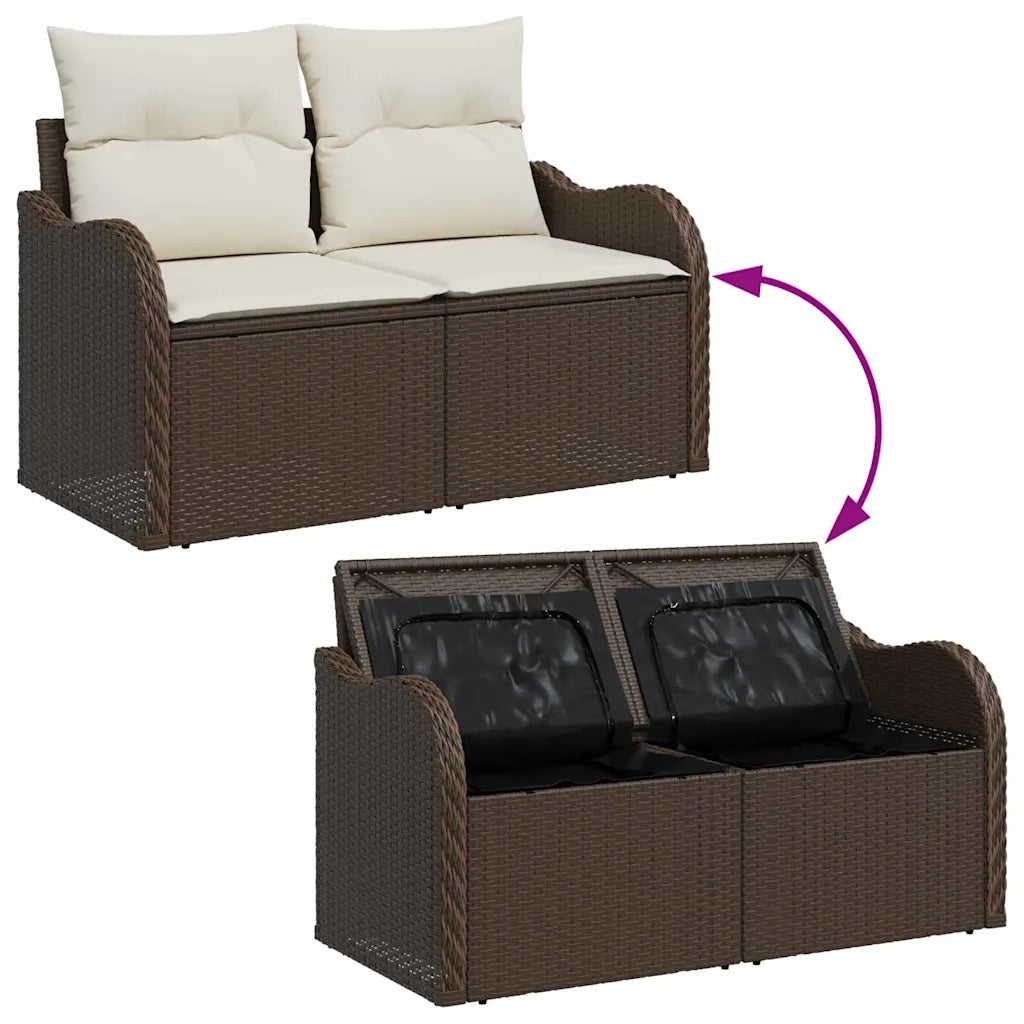 Set Divano da Giardino 6 pcs Marrone e bianco Poly Rattan 3354437