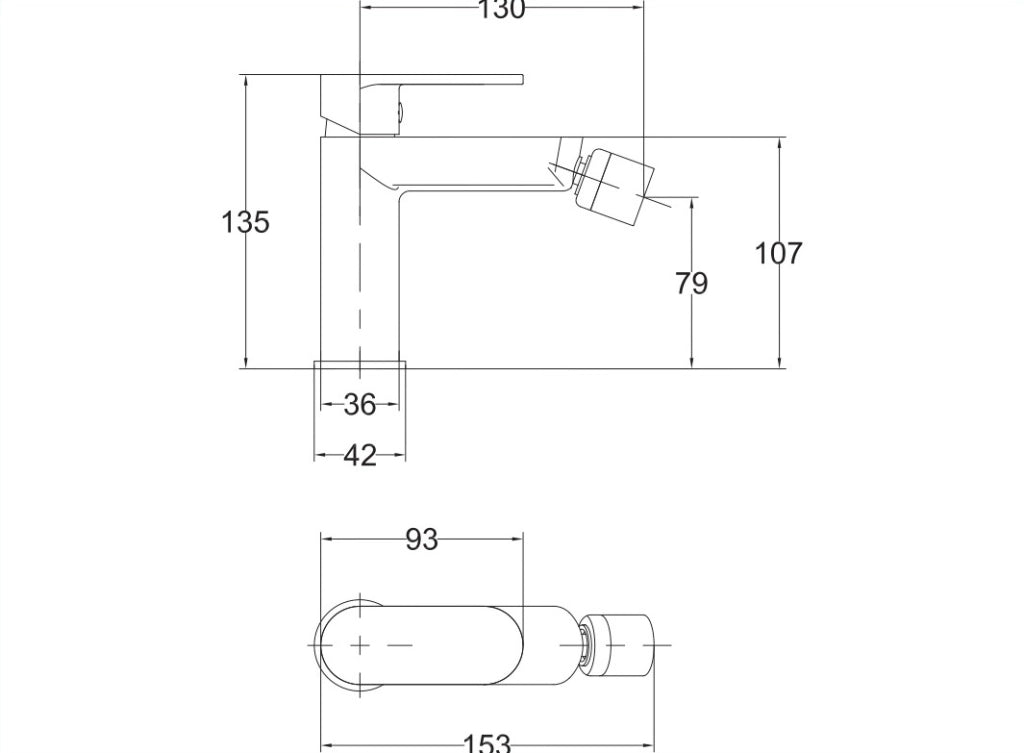 Miscelatore bidet bagno monocomando, cromo, moderno Sicena Quarik