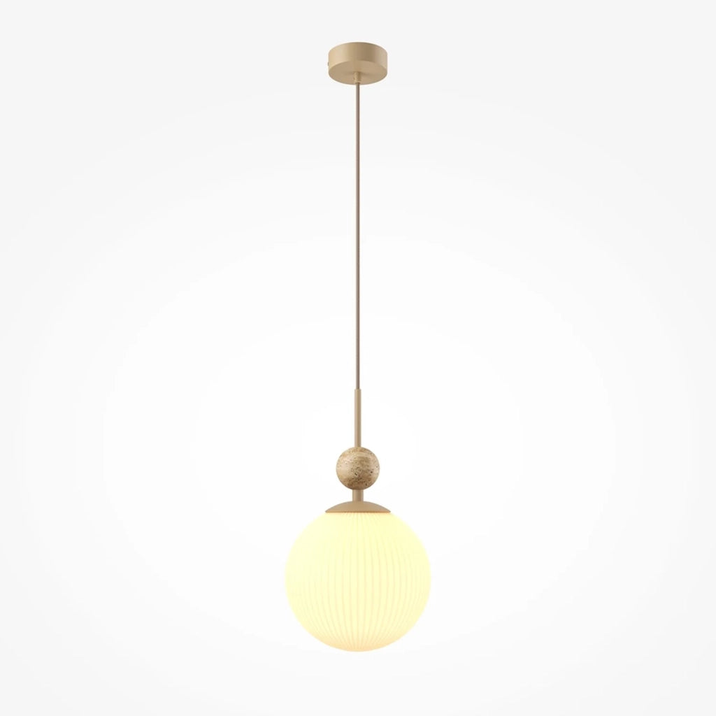 Sospensione Contemporanea Tavo Pietra Calcarea Beige 1 Luce E27