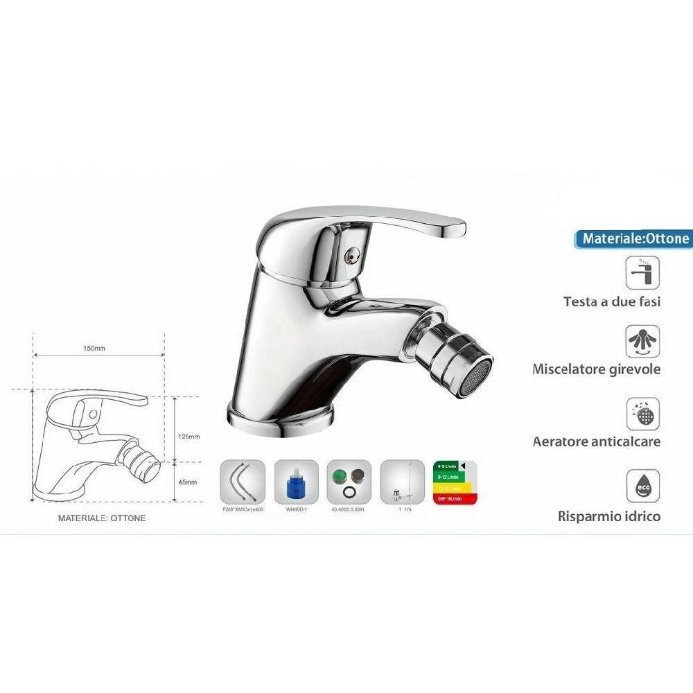 Trade Shop - Rubinetto Miscelatore Per Bidet Bidè Bagno Materiale Ottone Cromato Taranto -