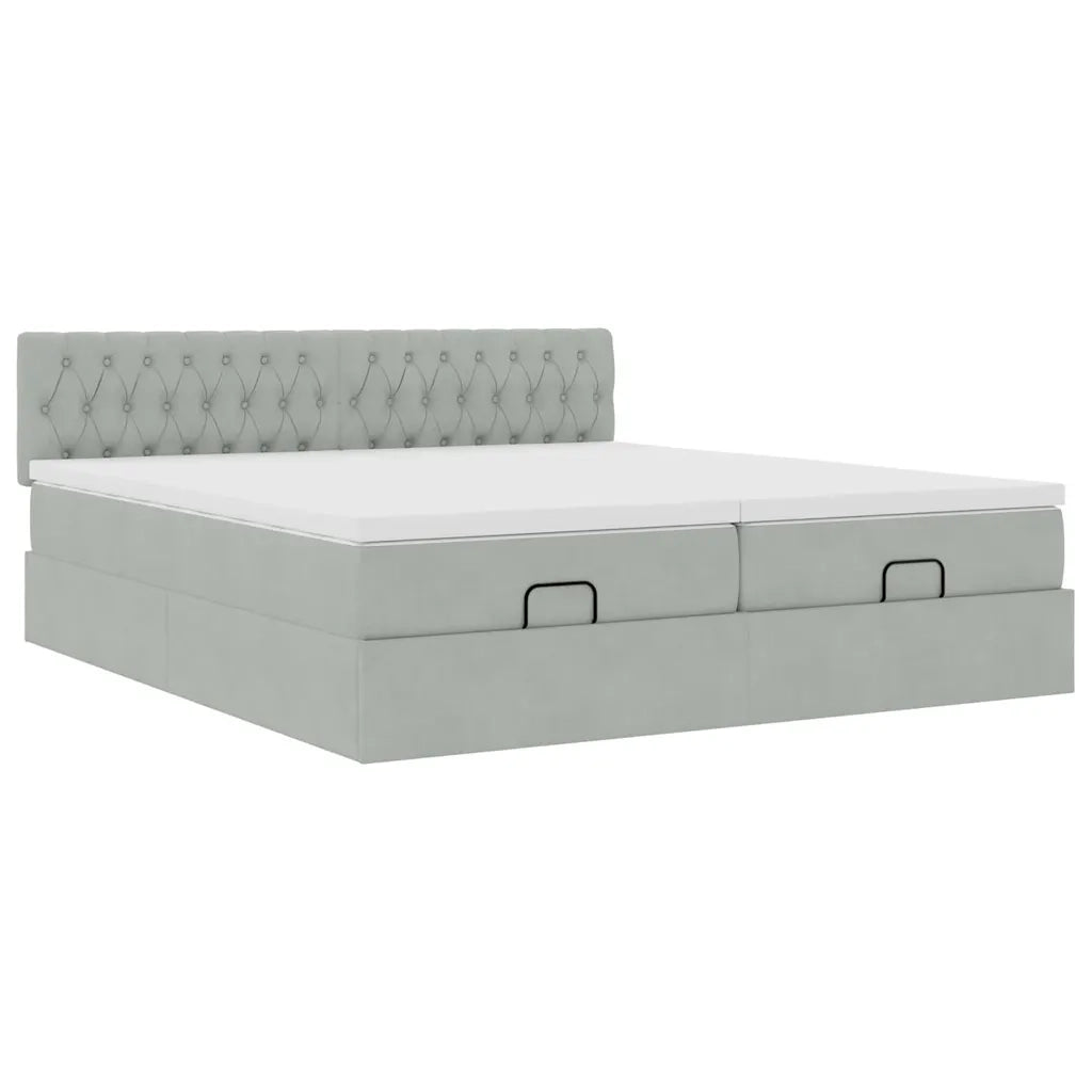 Struttura Letto Pouf con Materassi 200x200 cm Velluto