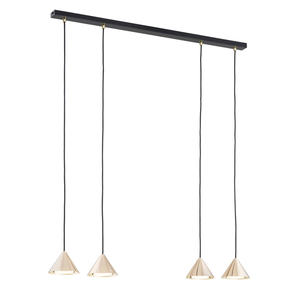 Lampada a sospensione Emibig ELIT barra nera oro 4xGX53