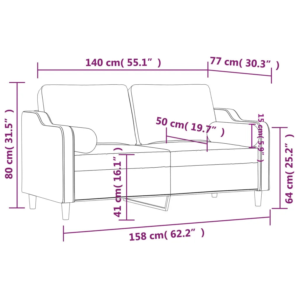 Divano a 2 Posti con Cuscini-Sofa 2 Posti con Cuscini Grigio Scuro 140 cm in Tessuto 804092