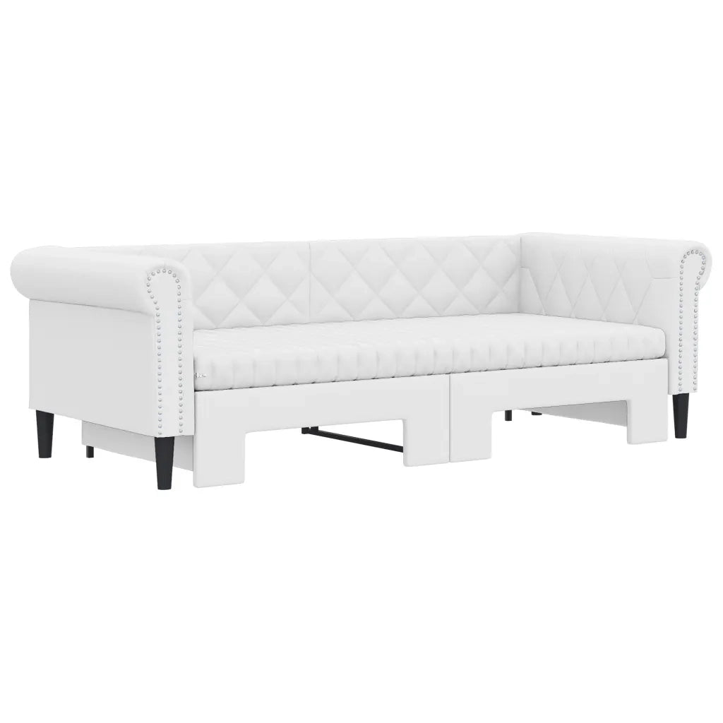 Divano Letto Estraibile e Materassi Bianco 90x200 cm Similpelle 3197728