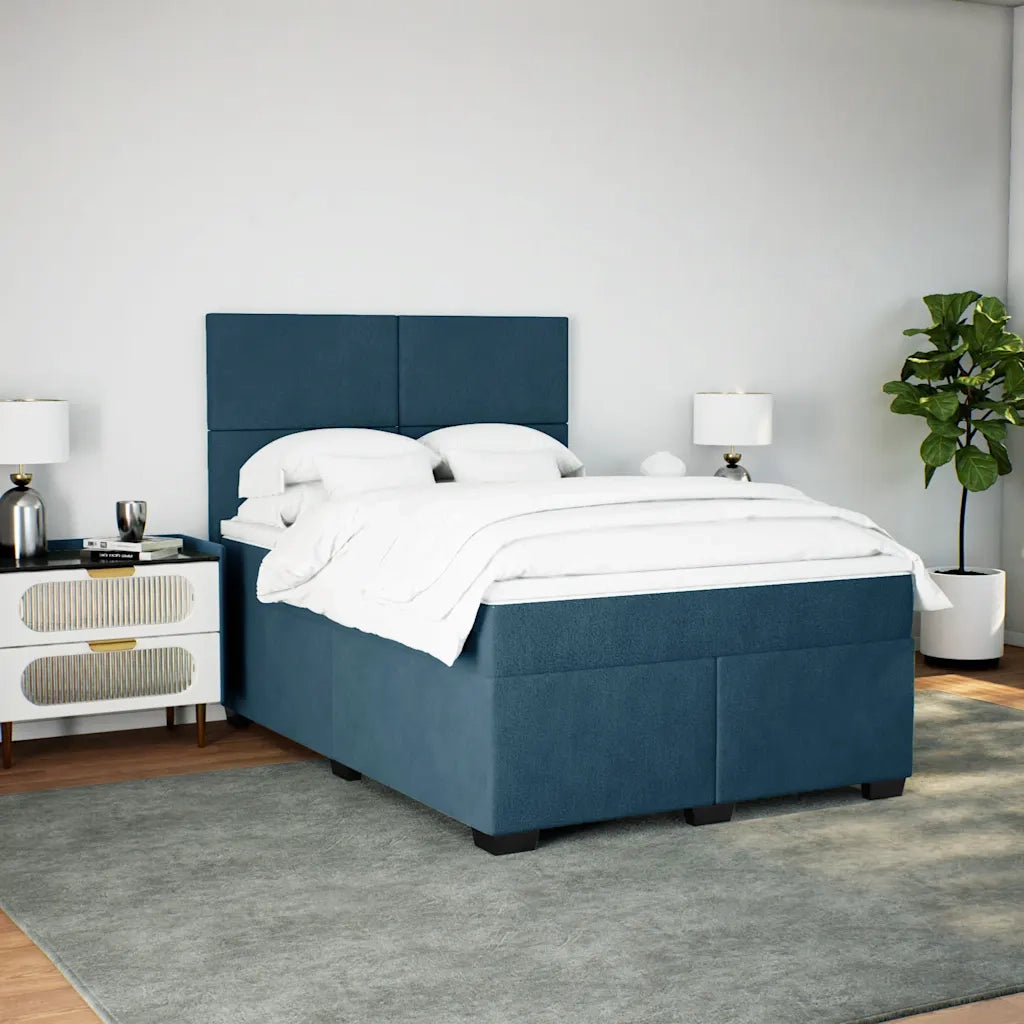 Giroletto a Molle con Materasso Blu 140x190 cm in Velluto