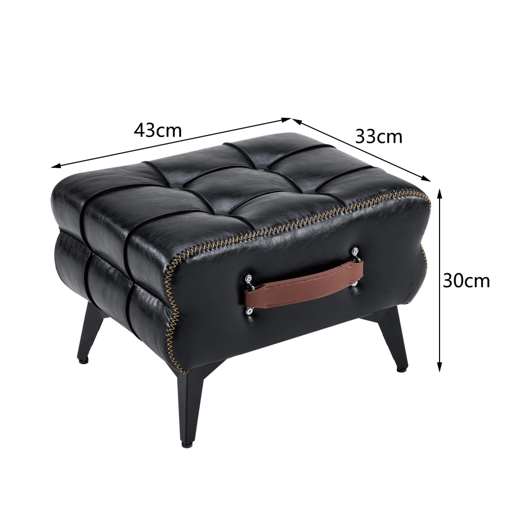Poggiapiedi portatile in pelle nera - Zephmum- Gambe in metallo multifunzionale per cambio scarpe
