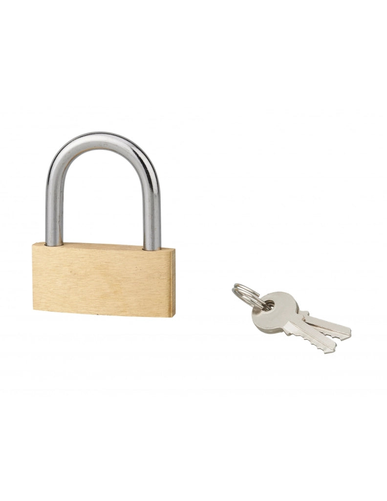 Lucchetto BASIC con chiave, base 50 mm, arco in acciaio, 2 chiavi – SERRUPRIX