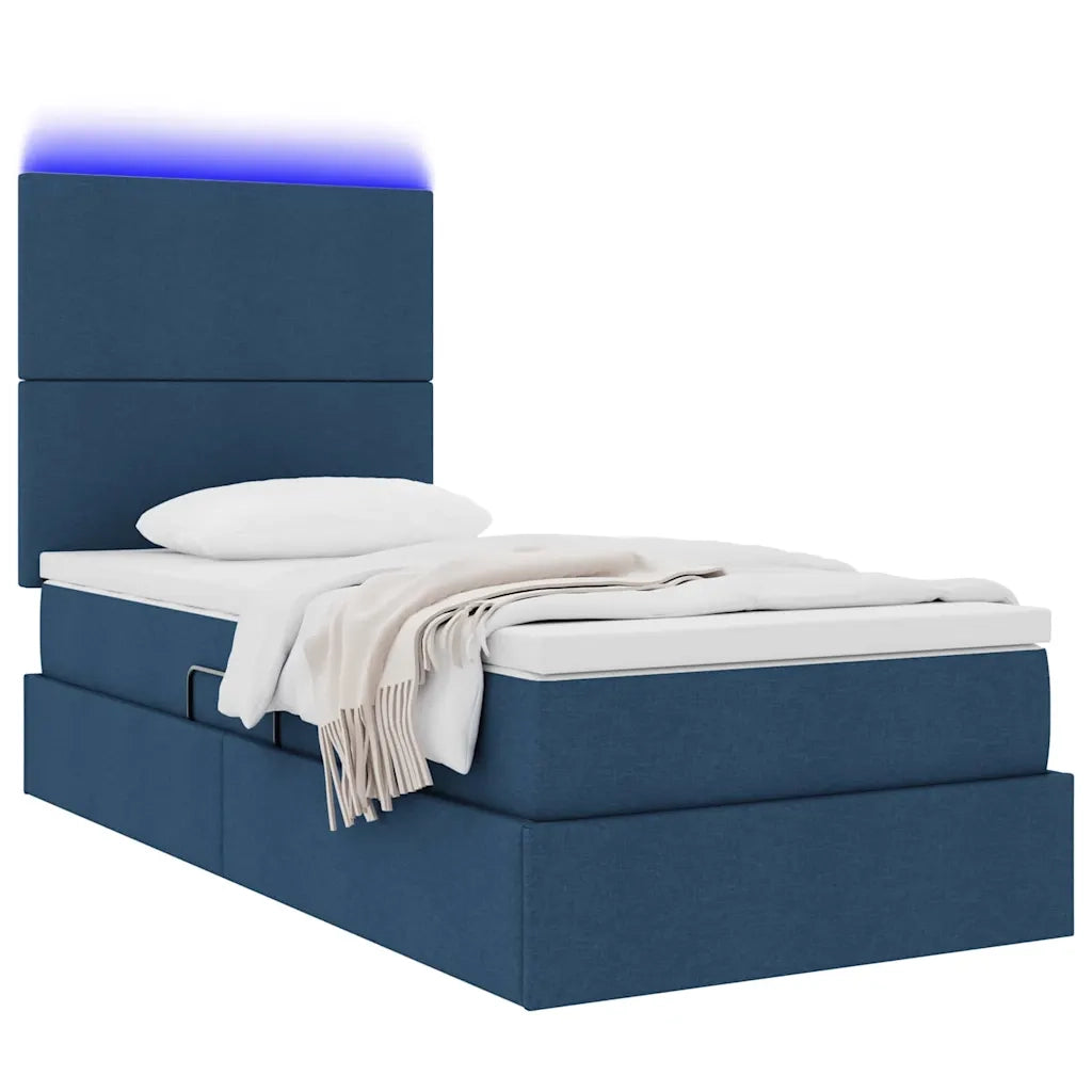 Letto con contenitore e LED con led Blu 90 x 200 cm Poliestere