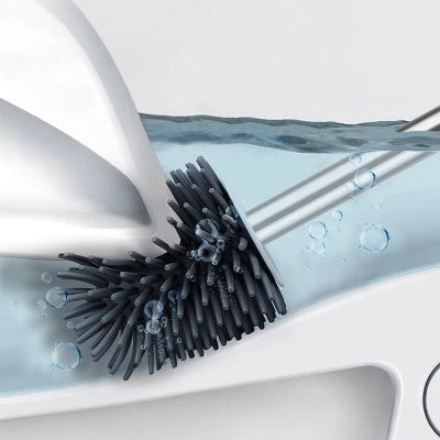 Portascopino da appoggio grigio e grigio scuro con setole in silicone
