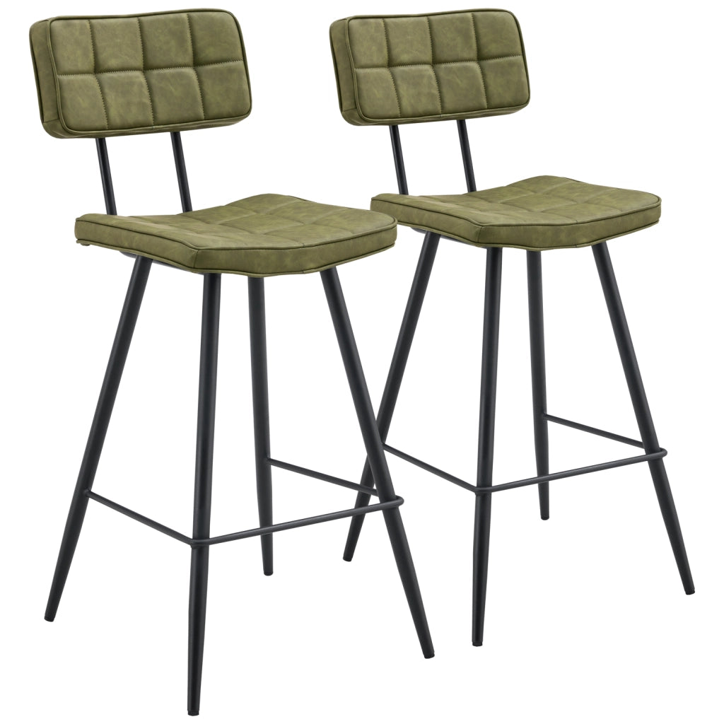 Set di 2 sgabelli da bar in similpelle verde FERNAND