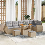 Set Divano da Giardino 9 pcs Beige polyrattan