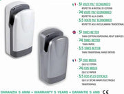 Asciugamani elettrico da parete - Tornado Protech SF plastica grigio