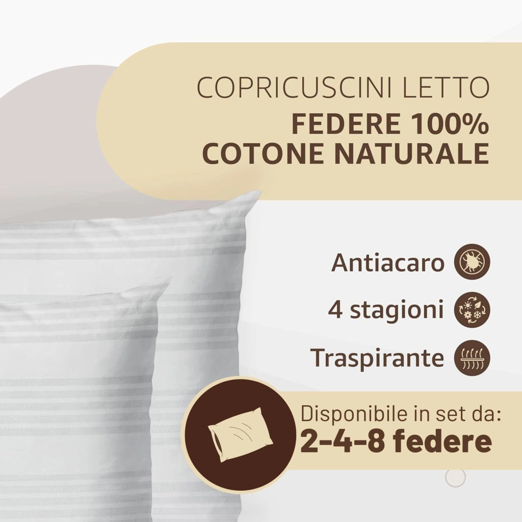 SONIT - Copricuscino Letto - Federe Cuscino per Camera - Coprifedere Cuscini Letto Con Cerniera - Dimensione 50x80 Pacco da: 4