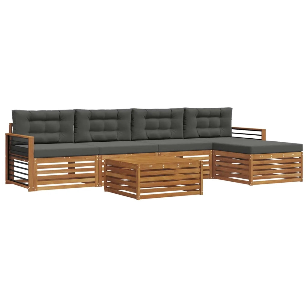 Set di divani da esterno con cuscino 6 pcs Naturale e Antracite 3373352