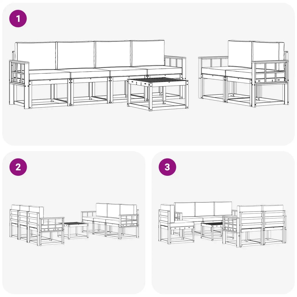Set di divani da esterno 7 pz Bianco e Antracite 3387291