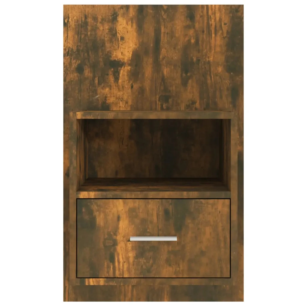 Comodino | Armadio da Notte | Mobiletto da notte a Muro Rovere Fumo
