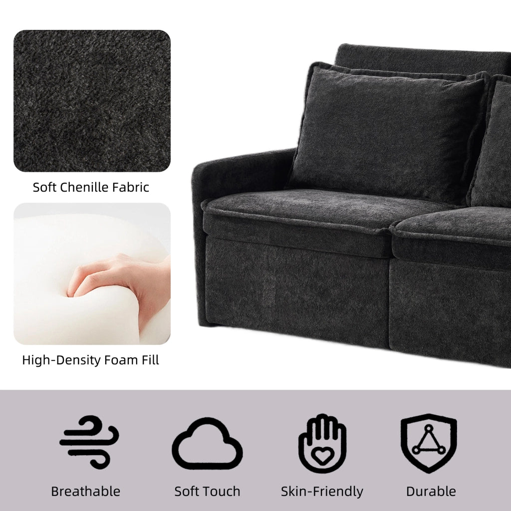 Divano letto con cuscini e USB ¨C zephmum ¨C nero