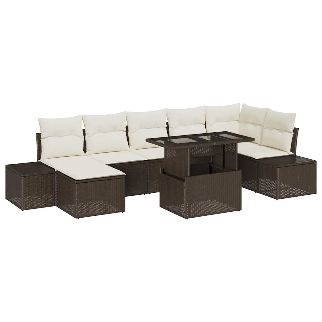 Set Divano da Giardino con cuscino 8 pcs Marrone e crema 3349224