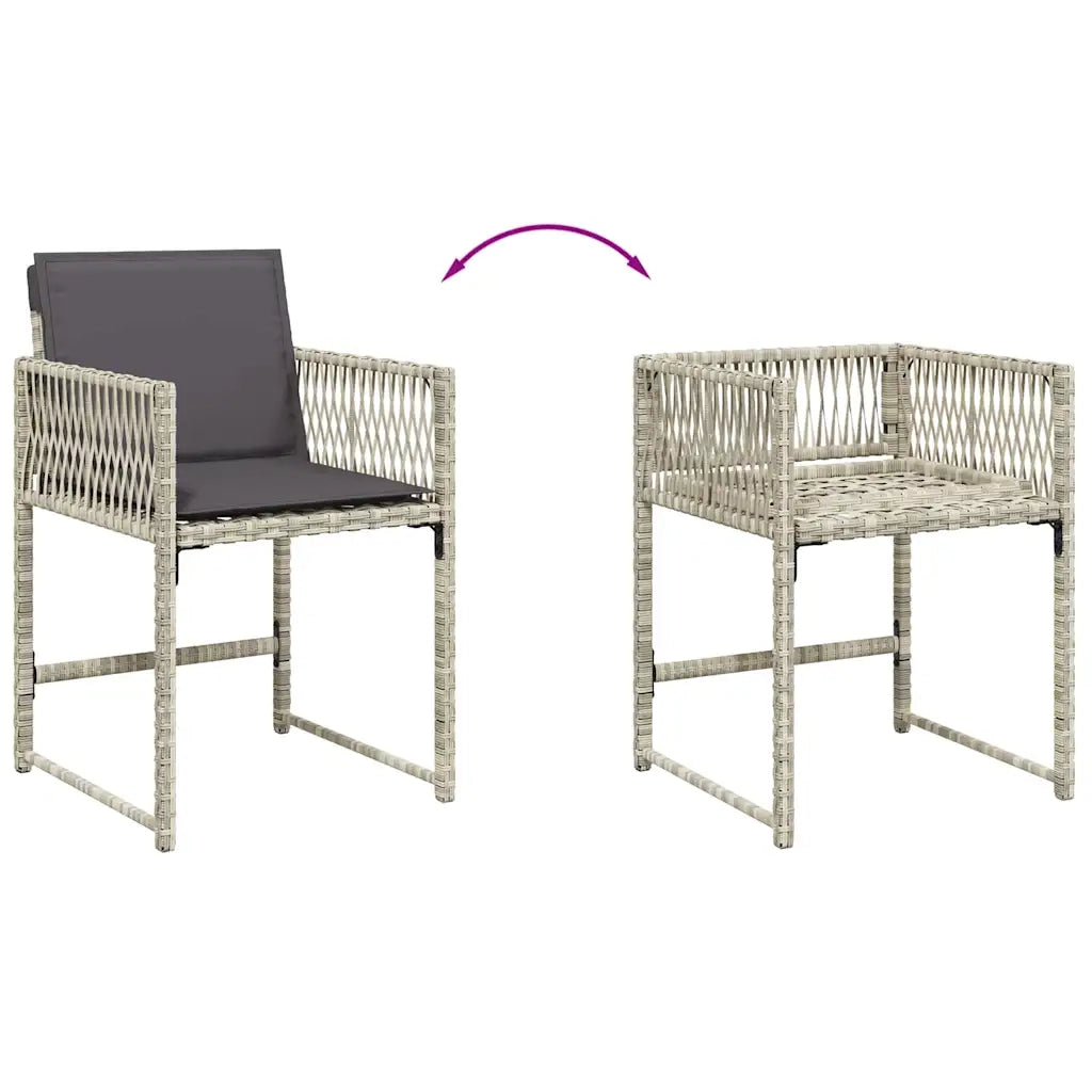 Set Pranzo Giardino 11pz con Cuscini Grigio Chiaro Polyrattan 3211511