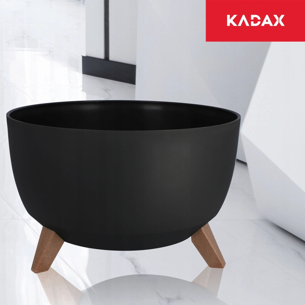 Vaso da fiori KADAX, fioriera, coperchio, supporto per fiori, nero, rotondo, 40 cm, + inserto
