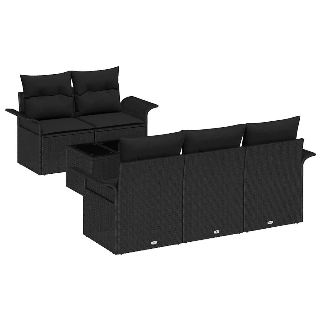 Set di divani con cuscino 6 pcs Nero polyrattan 3345243