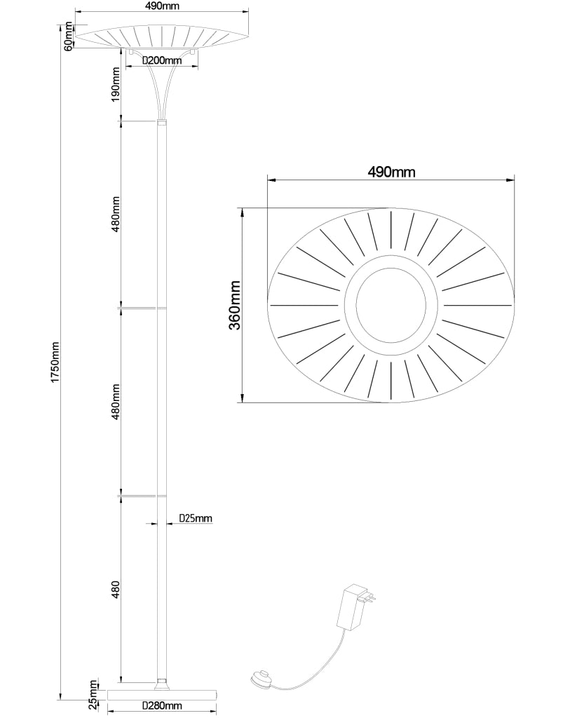 Vela Lampada da terra LED integrato 24W 2180lm 3000K Bianco Struttura in metallo e metacrilato, design moderno ed elegante altezza 175cm