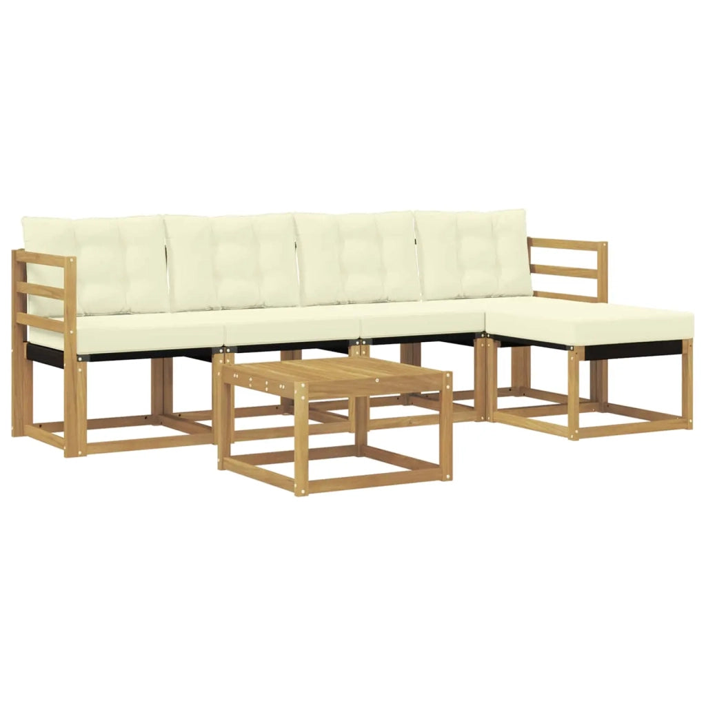 Set di divani da esterno 6 pz Bianco e Crema 3389392