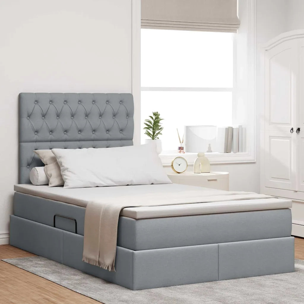 Letto con contenitore e LED con led Grigio chiaro 120 x 200 cm