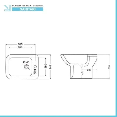 Coppia wc e bidet con scarico a pavimento e copriwc originale Ginevra