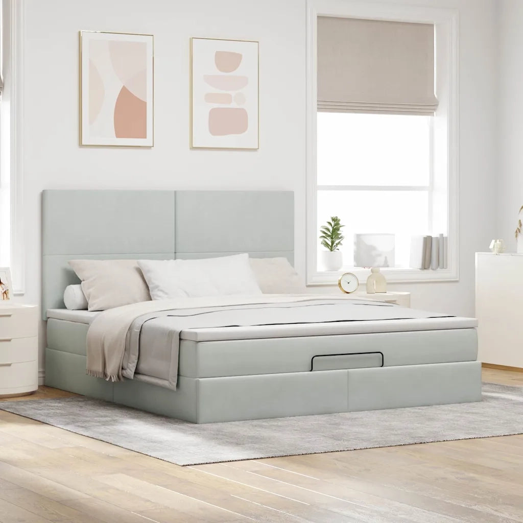 Struttura Letto Pouf con Materassi 160x200 cm in Velluto 3313409