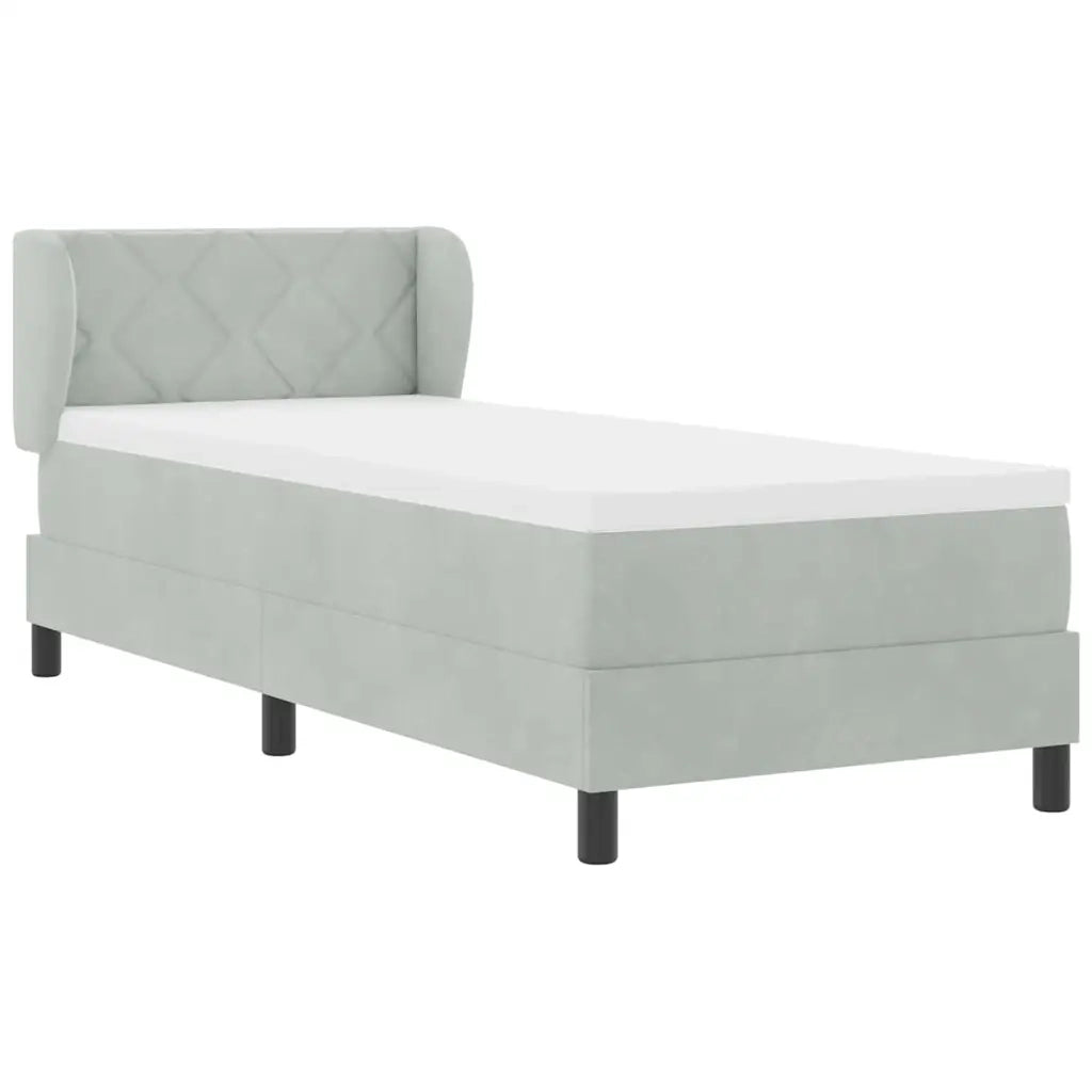 Letto a molle con testiera Grigio chiaro 80 x 200 cm Velluto 3340412