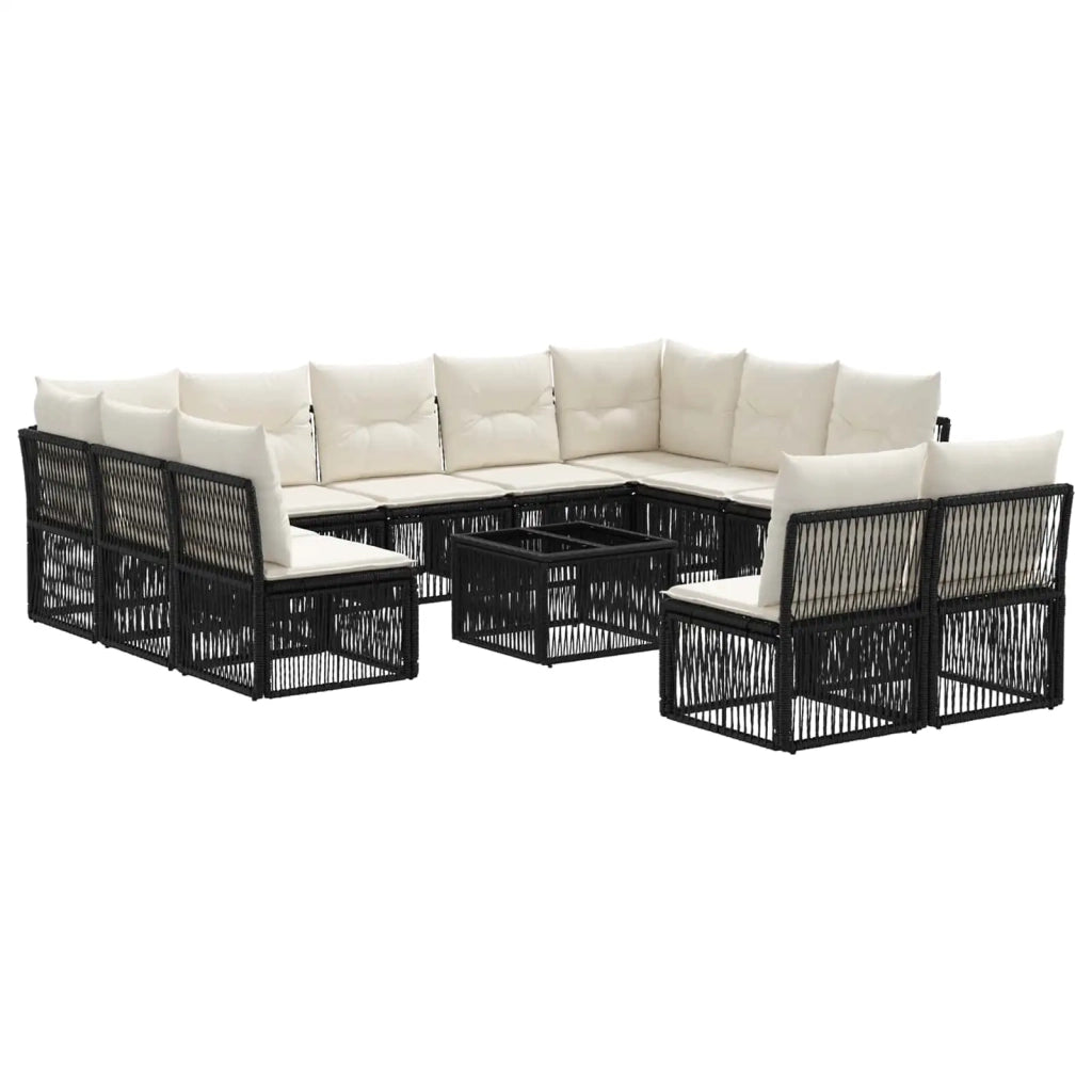 Set Divano da Giardino 12 pcs Nero polyrattan 3434377