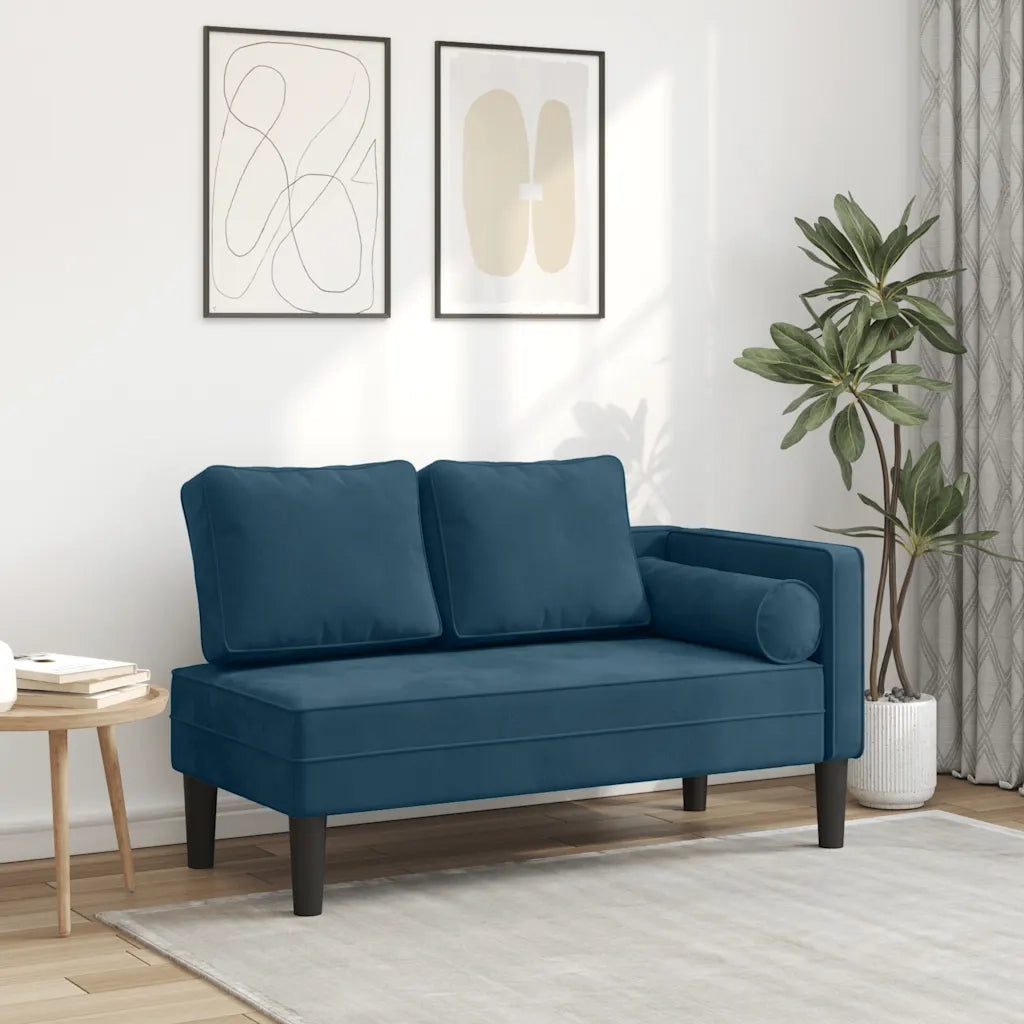 Chaise Longue con Cuscini Blu in Velluto CFW7034568