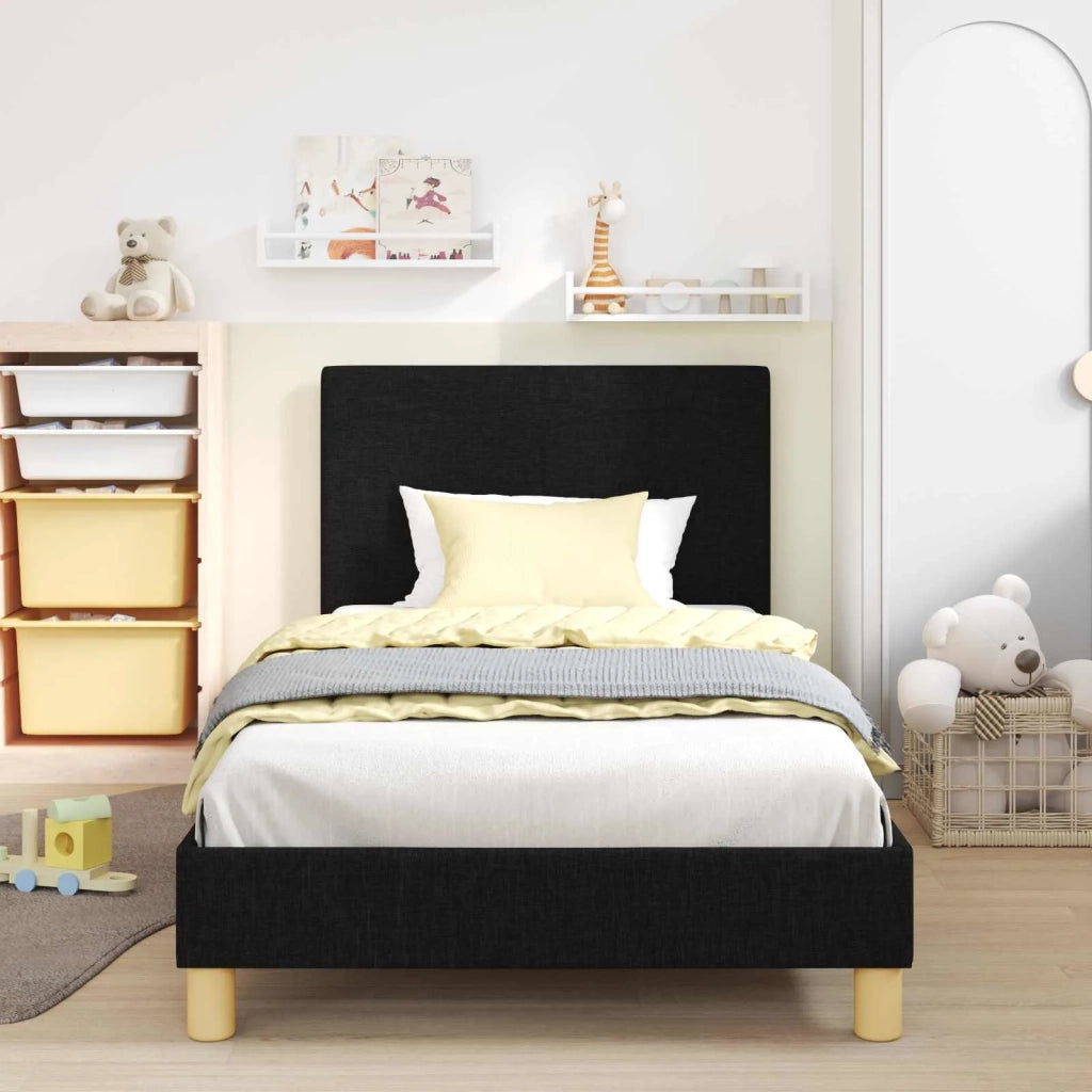 Struttura letto bambini con testata Nero 90 x 190 cm Tessuto 42010996