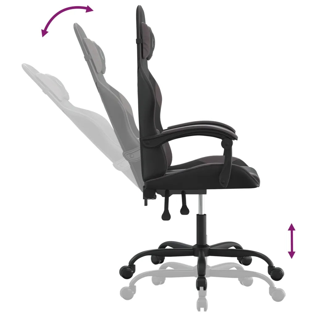 Sedia da Gaming Girevole Nera e Grigia in Similpelle 349571