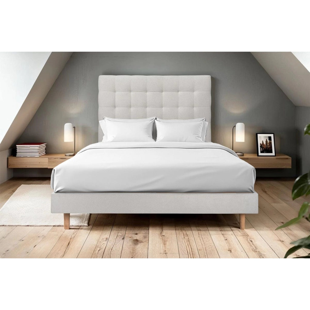 Letto 150x190 cm con testata imbottita - Tessuto velluto