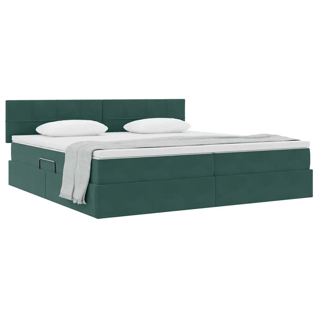 Letto con Contenitore Verde Scuro 200 x 200 cm Velluto 3370782