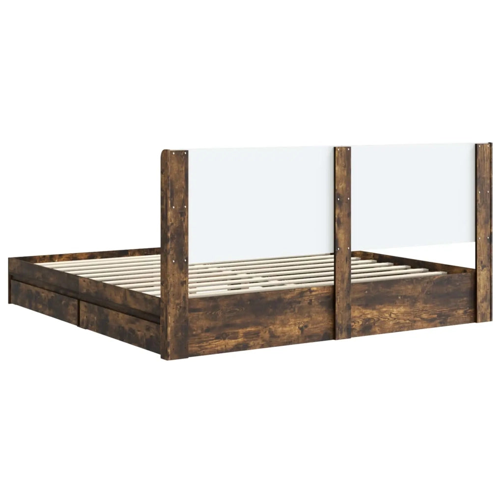 Struttura del letto con stoccaggio e testata Rovere Fumo 3414005