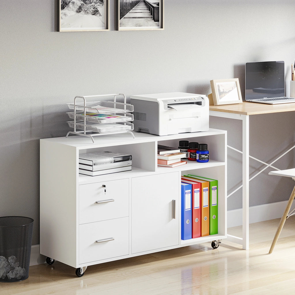 Scrivania con Cassetti e Ripiani ¨C Minimal ¨C Bianco 100x35x65 cm