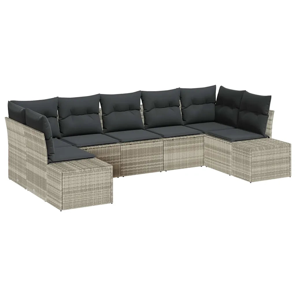 Set Divano da Giardino 7 pcs Grigio chiaro Poly Rattan