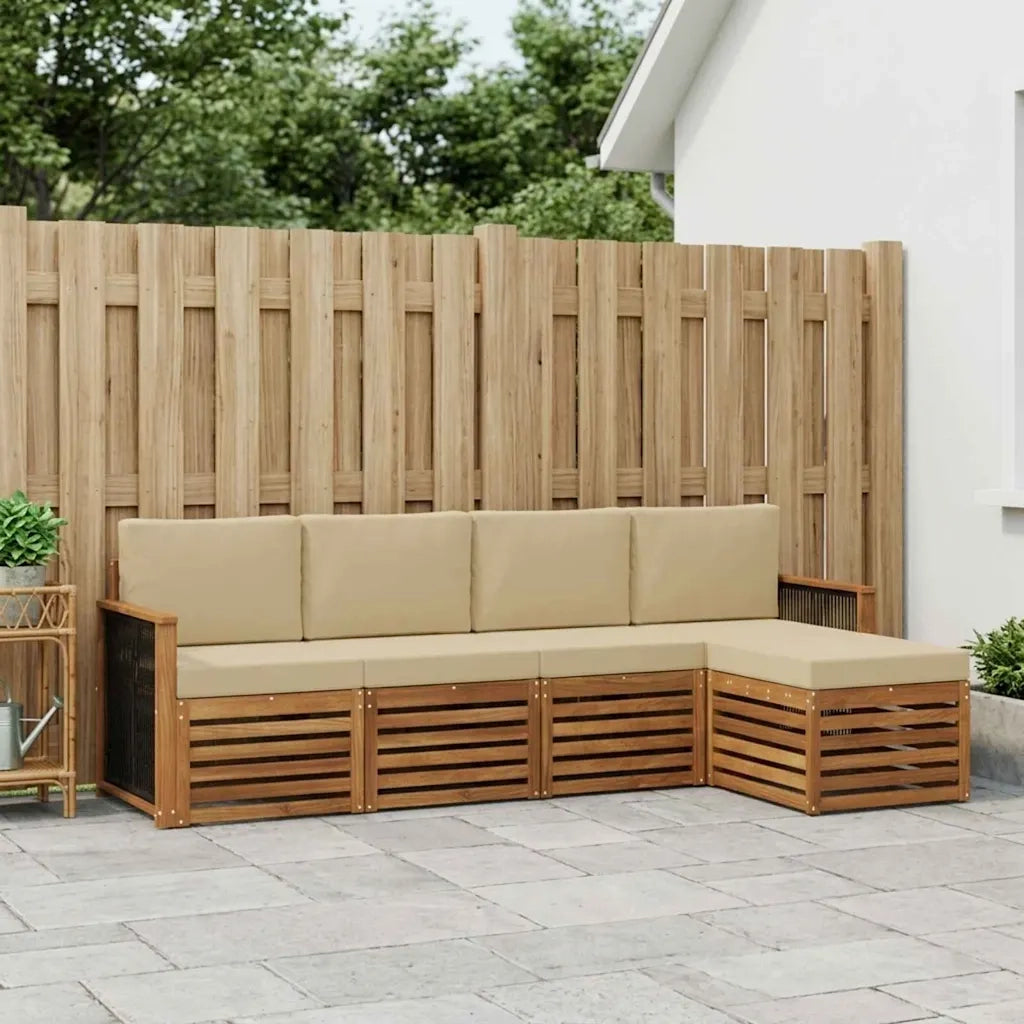 Set di divani da esterno con cuscino 5 pcs Naturale e Beige 3384234