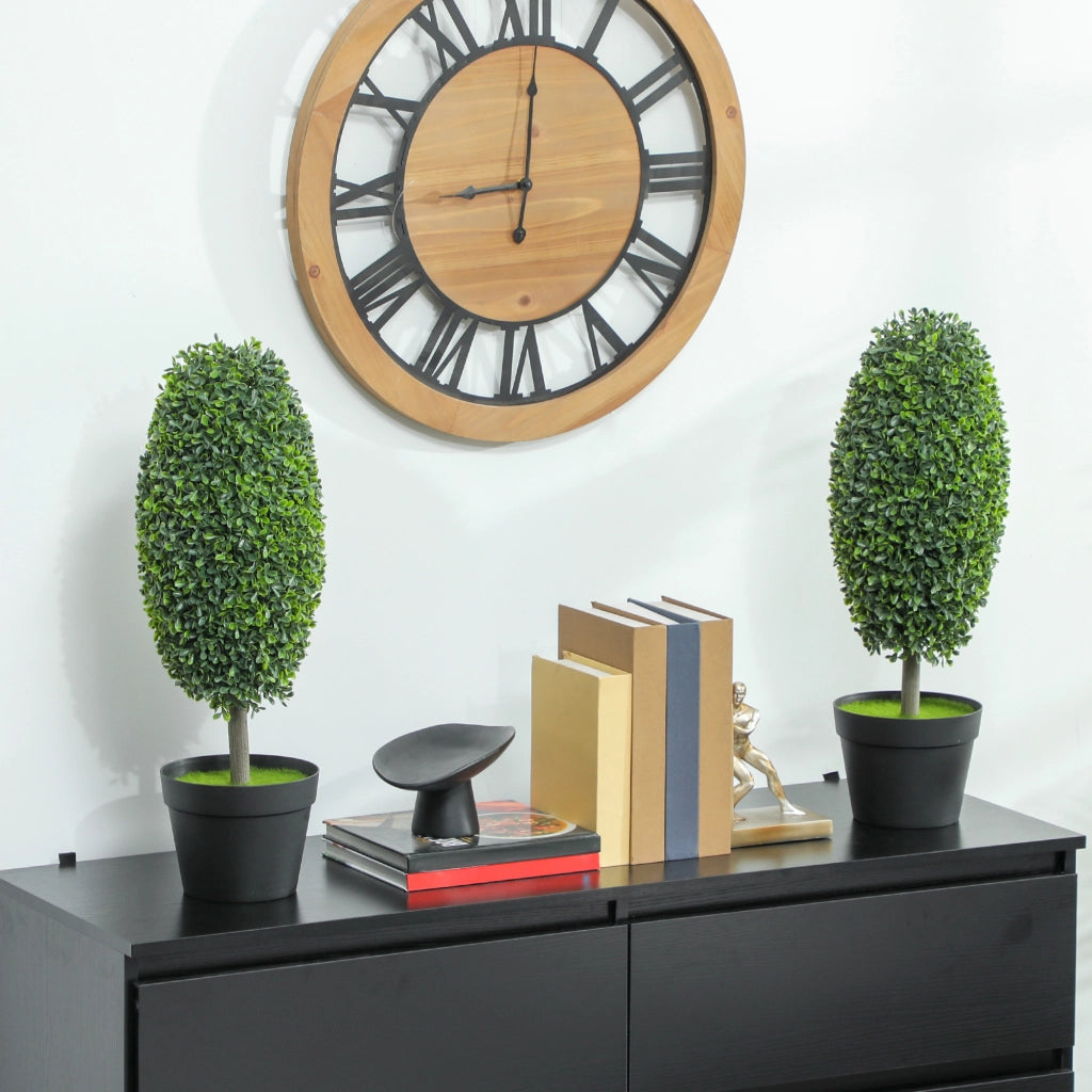 Set 2 pezzi piante artificiali ¨C Minimal ¨C verde, plastica, cemento