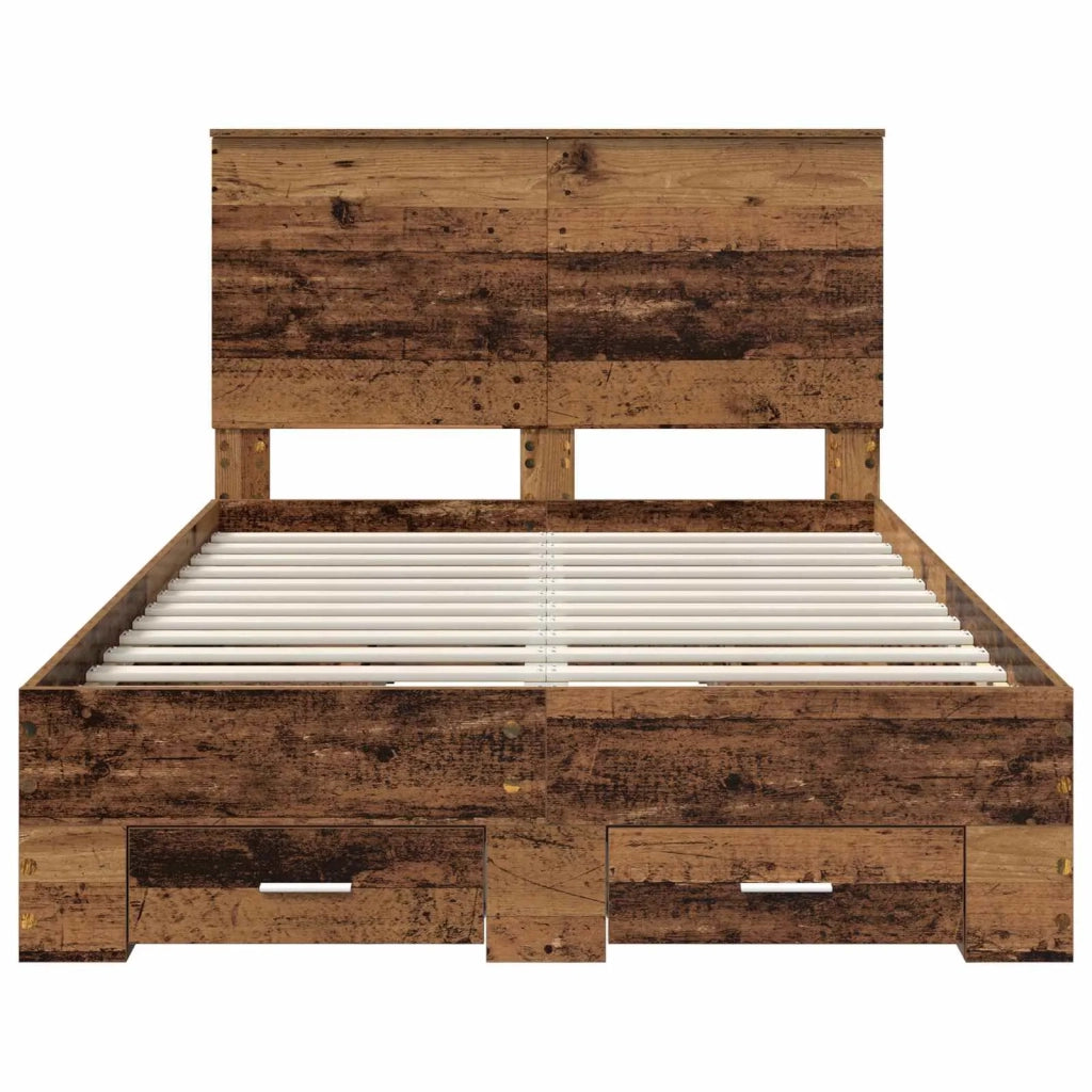 Letto matrimoniale | Letto per adulti | Struttura del letto con testiera Legno vecchio 120 x 190 cm