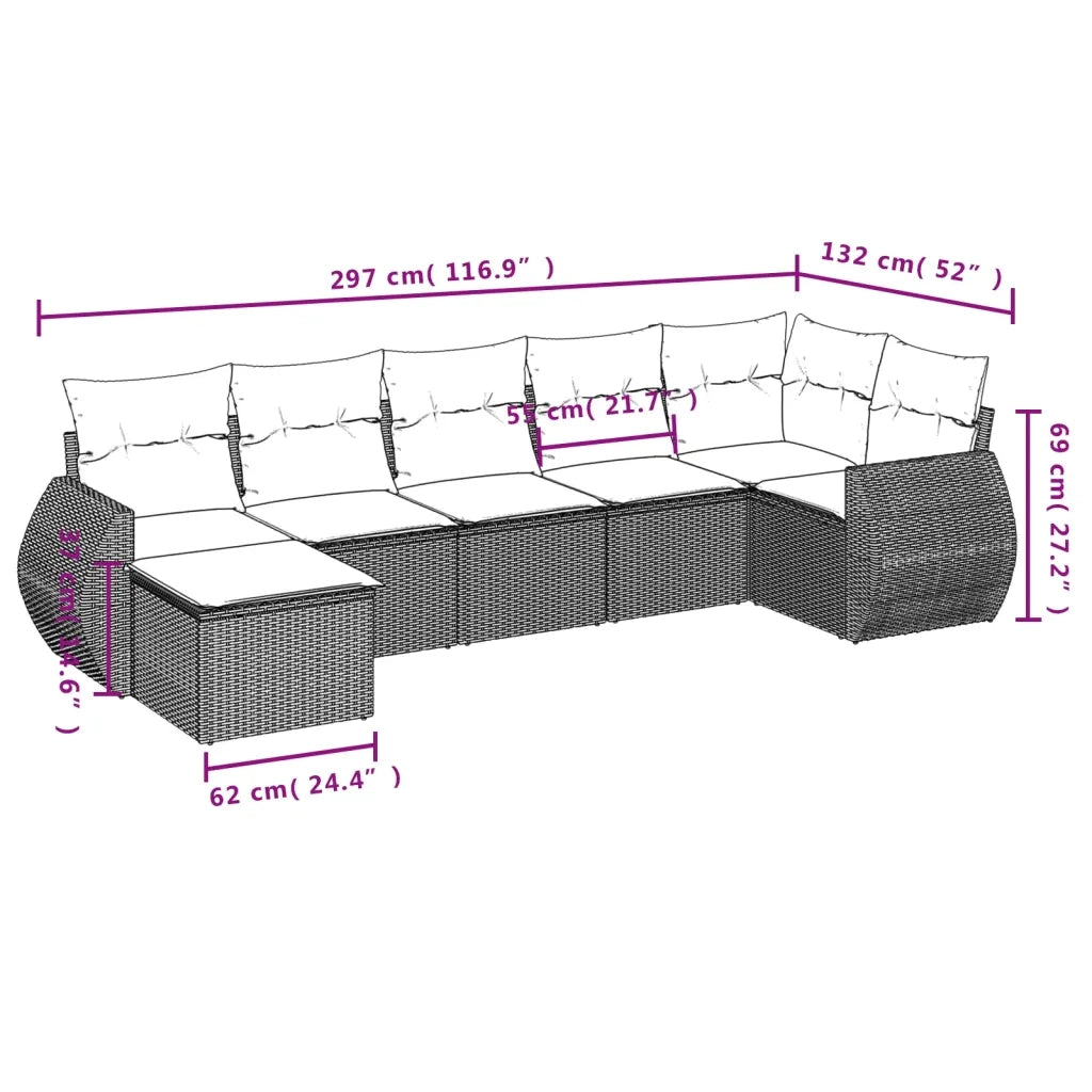 Set Divani da Giardino con Cuscini 7pz Nero Polyrattan 3221674