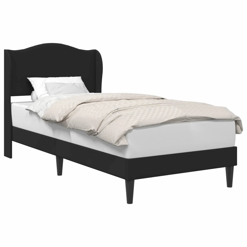 Struttura del letto con testiera-Giroletto Nero 80 x 200 cm Similpelle