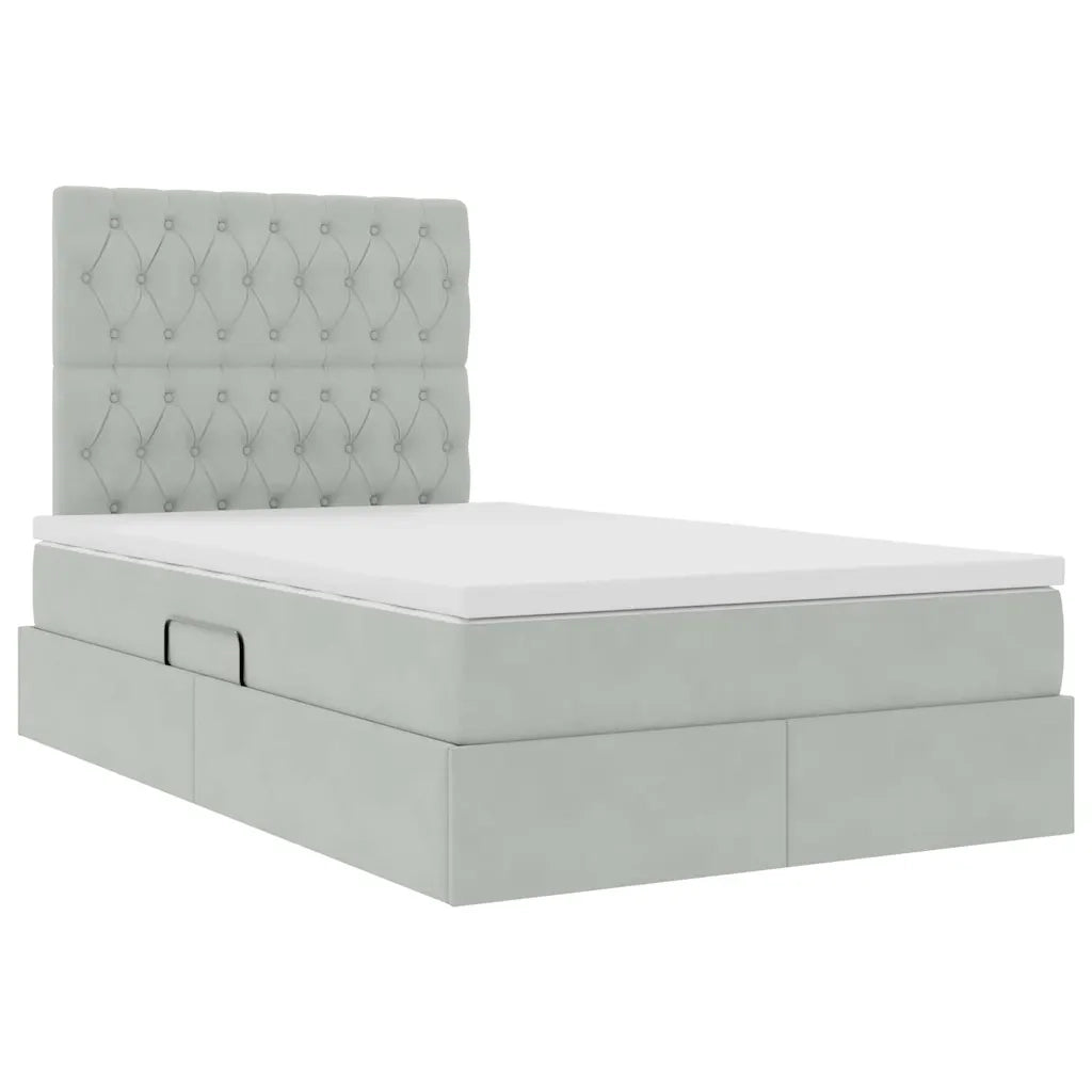 Letto con contenitore e materasso Grigio chiaro 120 x 200 cm 3372081