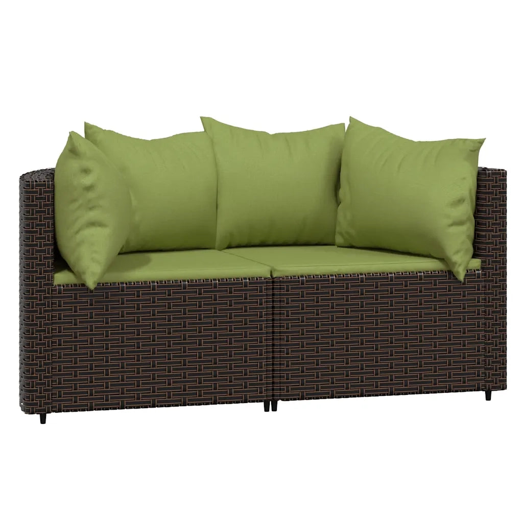 Set Mobili da Giardino 3 pz con Cuscini in Polyrattan Marrone CFW6188557
