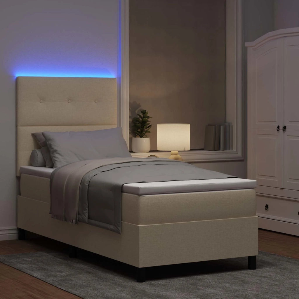 Letto a molle con materasso con led Crema 80 x 200 cm Tessuto 3342828