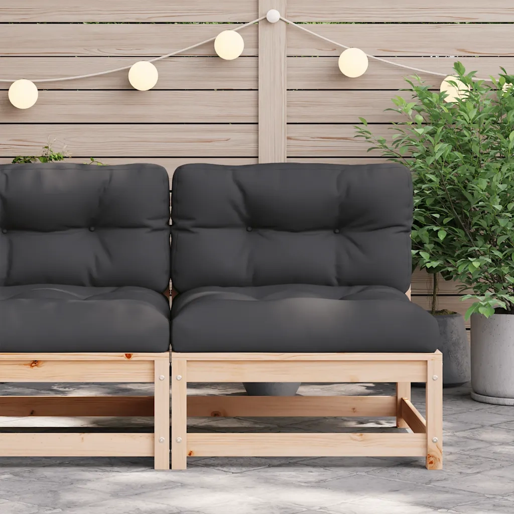 Divano Giardino Senza Braccioli con Cuscini Legno Massello Pino 838077
