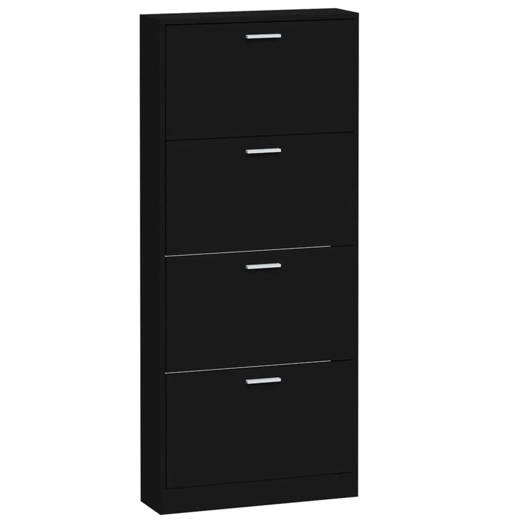 Scarpiera mobile contenitore per scarpe mobile per ingresso/corridoio/soggiorno 59 x 17 x 150 cm legno ingegnerizzato nero 02_0021983